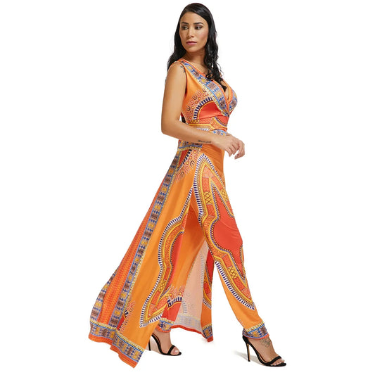 African Clothes for Women Traditional Kaftans Sets 2022 Summer Fashion Ethnic Printing Suit Ladies Casual Sleeveless Costume