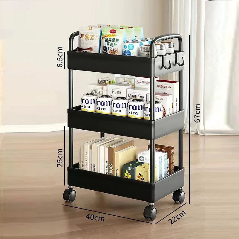 3/4 Tier Rolling Cart Storage Shelf Large Capacity Movable Gap Storage Rack Kitchen Bathroom Organizer Snack Cosmetic Holder