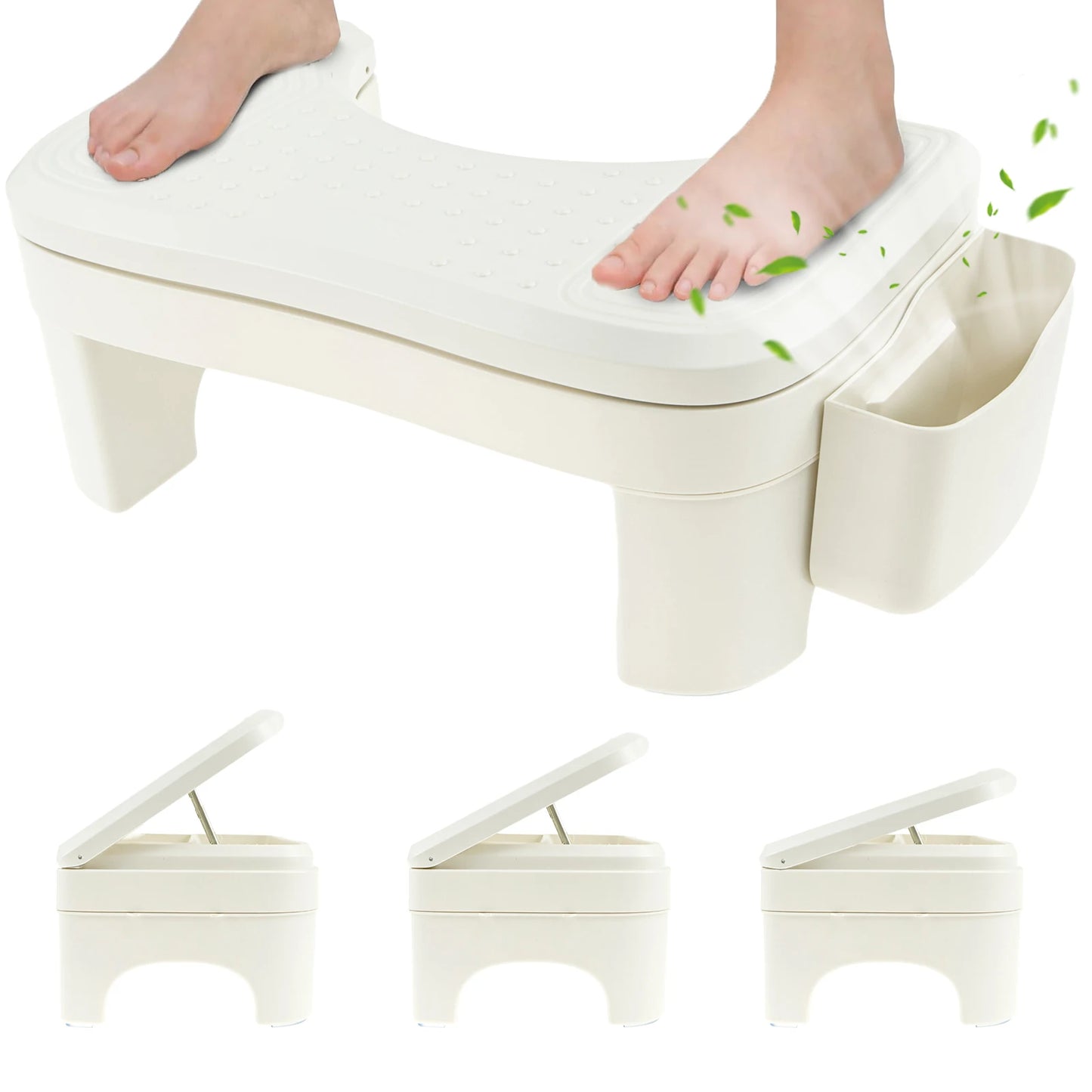 Toilet Poop Stool with Storage Box Height Adjustable Nonslip Bathroom Squat Stool Poop Potty Washroom Squatting Leg Raiser