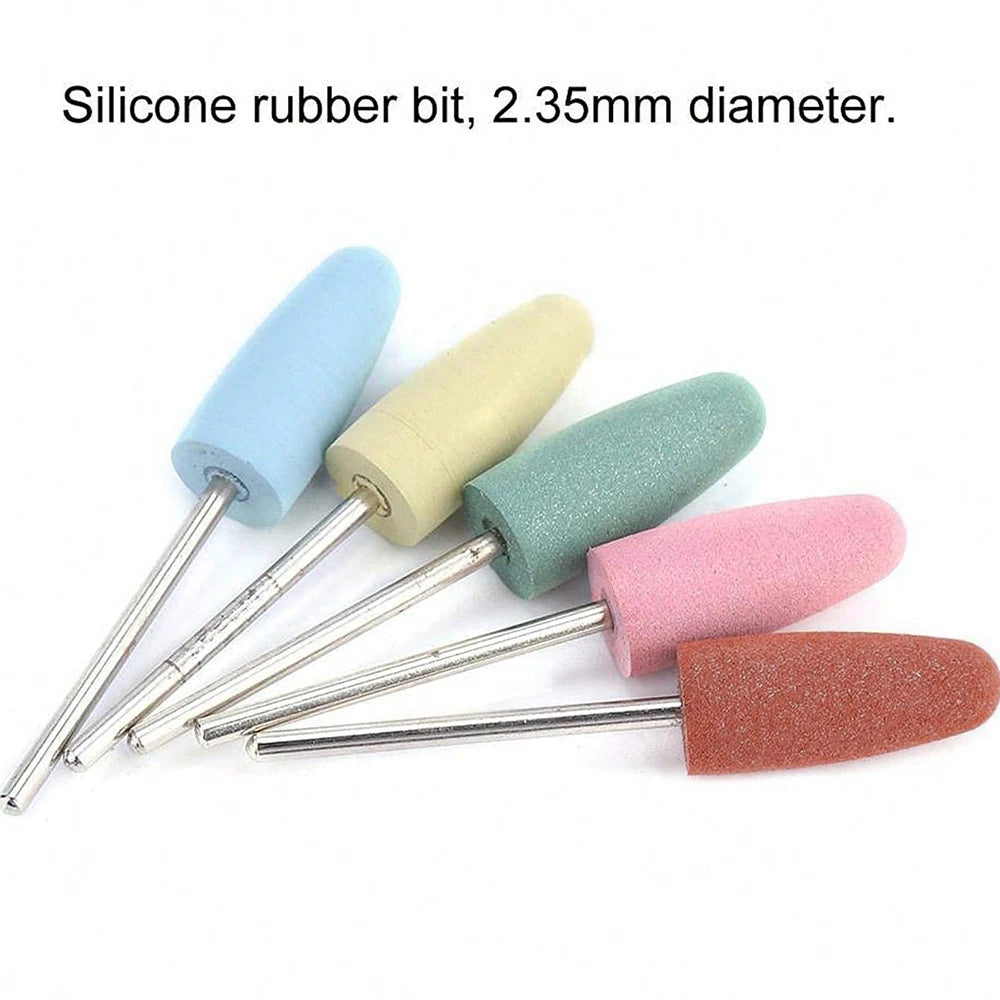 5pcs Rubber Nail Drill Bit Manicure Drills Electric Rotary Milling Cutter Polishing Tools Cuticle Clean File For Salon Manicure