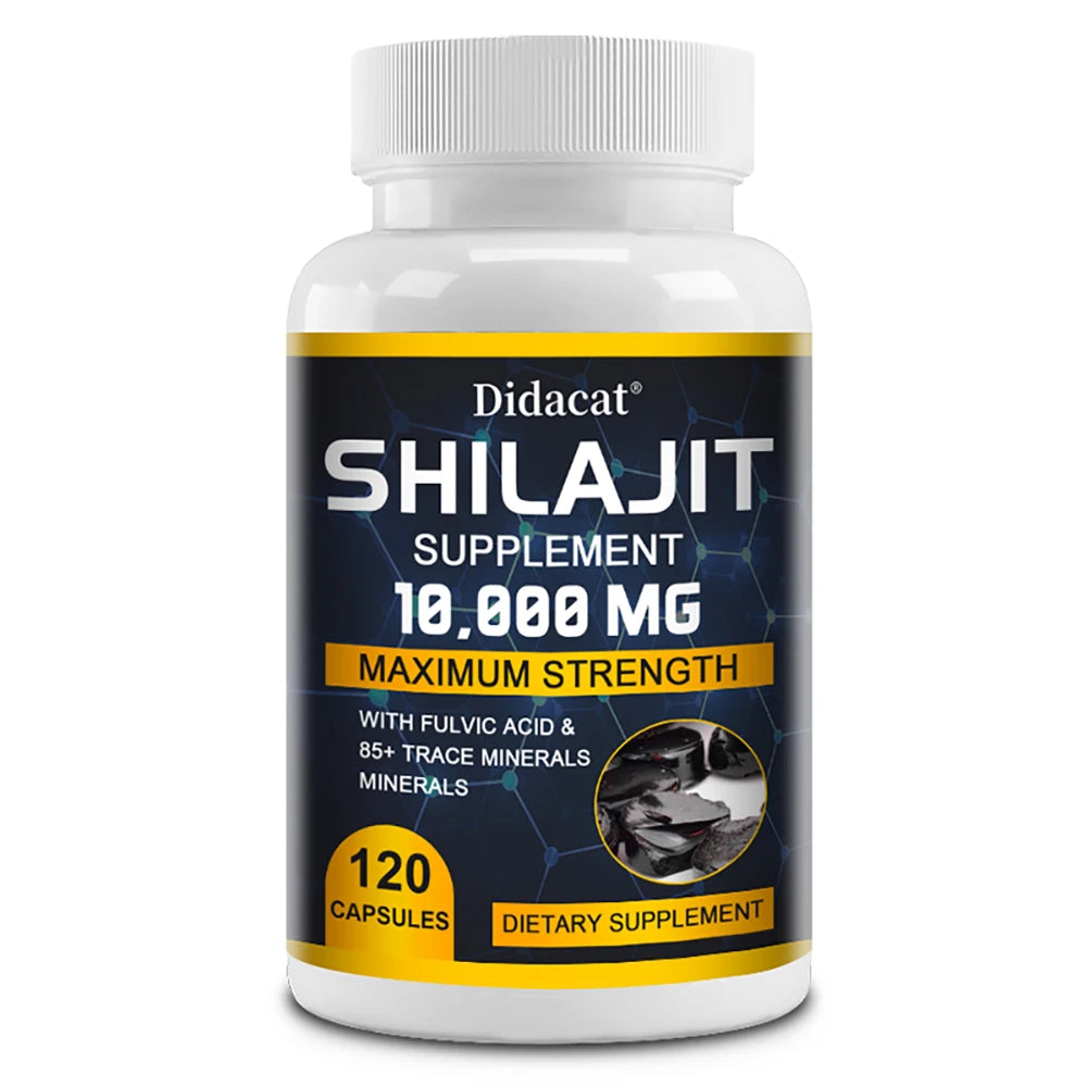 Pure Shilajit Supplement - Maximum Strength with Natural Fulvic Acid & 85+ Trace Minerals, Vegan Friendly Dietary Supplement