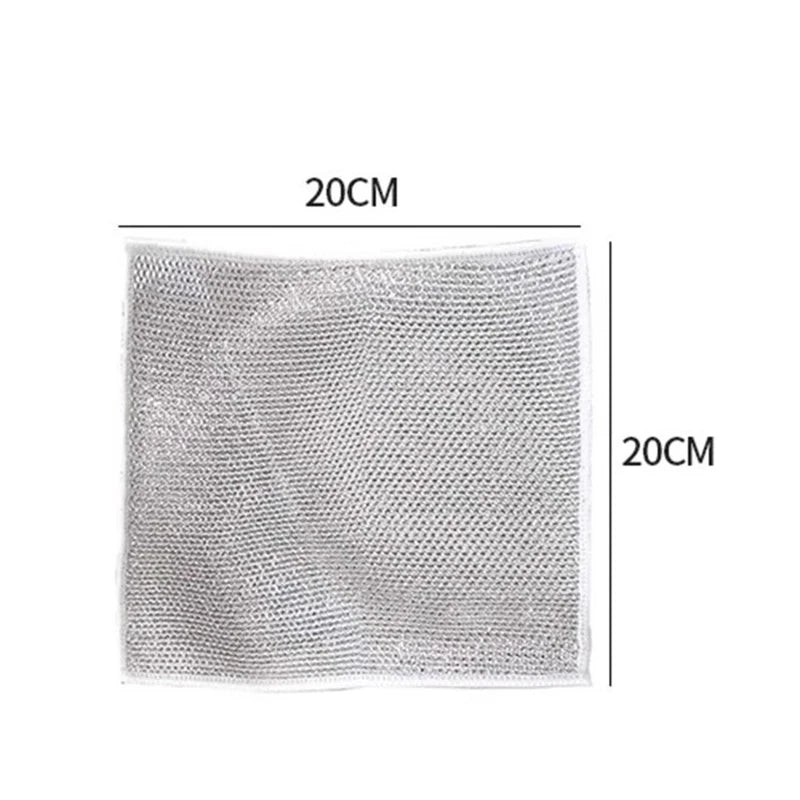 Kitchen Stove Silver Wire Rag Steel Wire Dishwashing Cloth Non-Stick Oil Oil Removal Dirt Metal Silver Wire Cleaning Rag