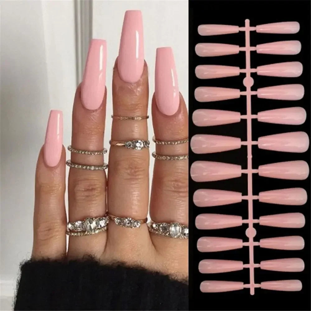 24Pcs Short Square False Nails Simple White Edge French Desgin Full Cover Detachable Fake Nails Tips Press On Nails Manicure