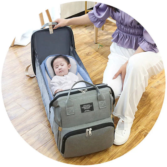 Multi-Function Large Capacity Baby Bags For Mom Portable Folding Crib Backpack Diaper Bag Nursing Bolsa Maternidade Para Bebê