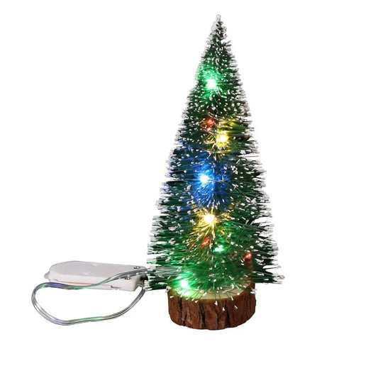 1pc LED Light Mini Artificial Christmas Trees Decorations  Festival Tabletop Miniature Snow Frost Xmas Tree Decor 4Sizes