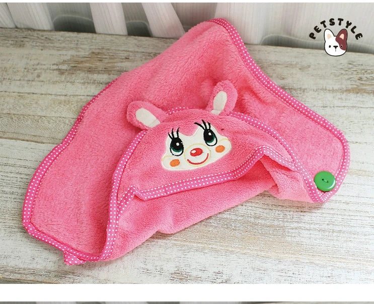 Cute Dog Cat Bath Hoodie Cloak Towel Pet Bathrobe Soft Fleece Indoor Pajamas Manta Mascotas Chihuahua Yorkshire Blanket Products