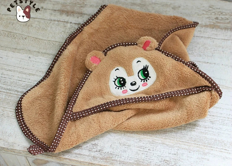 Cute Dog Cat Bath Hoodie Cloak Towel Pet Bathrobe Soft Fleece Indoor Pajamas Manta Mascotas Chihuahua Yorkshire Blanket Products