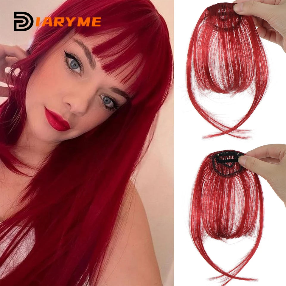 Straight Clip In Fringe bangs Synthetic Fiber Light Brown Black Air bangs Hair Extension Natural Hair Bangs For Women False Bang