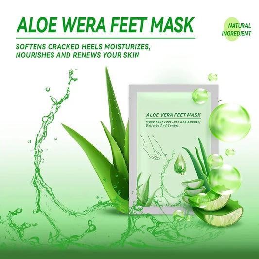 1PCS Aloe Vera Feet Exfoliating Foot Mask Pedicure Socks For Feet Mask Remove Dead Skin Heels Foot Peeling Skin Spa Mask