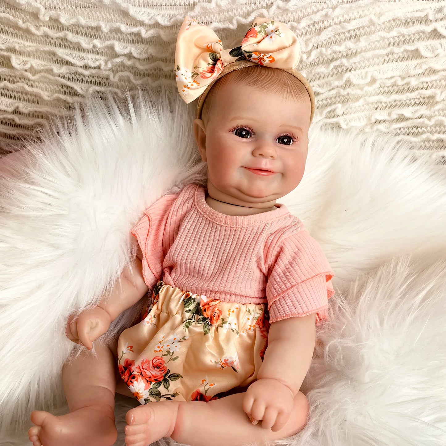 18 inch/48 cm Smiling Reborn Baby Dolls Full Body Silicone Vinyl Girls Newborn Doll Cute Toddler DIY Toy Birthday XMAS Gift