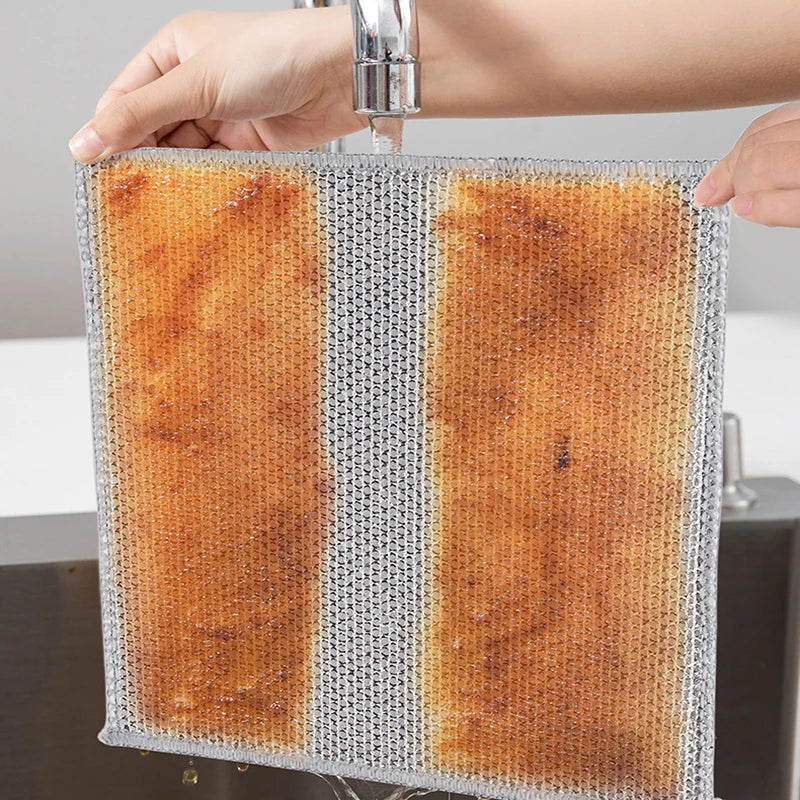 Kitchen Stove Silver Wire Rag Steel Wire Dishwashing Cloth Non-Stick Oil Oil Removal Dirt Metal Silver Wire Cleaning Rag