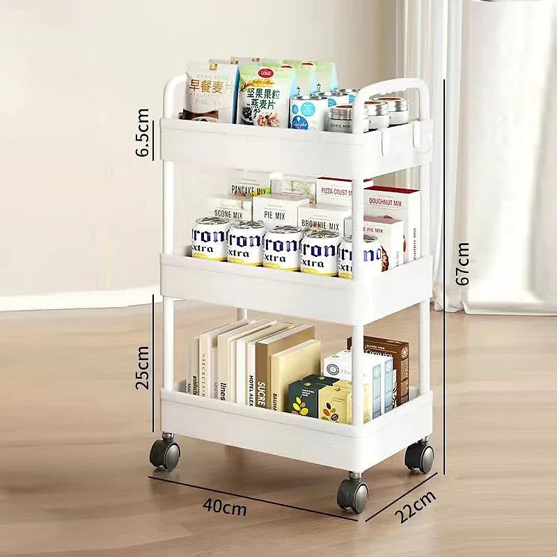 3/4 Tier Rolling Cart Storage Shelf Large Capacity Movable Gap Storage Rack Kitchen Bathroom Organizer Snack Cosmetic Holder