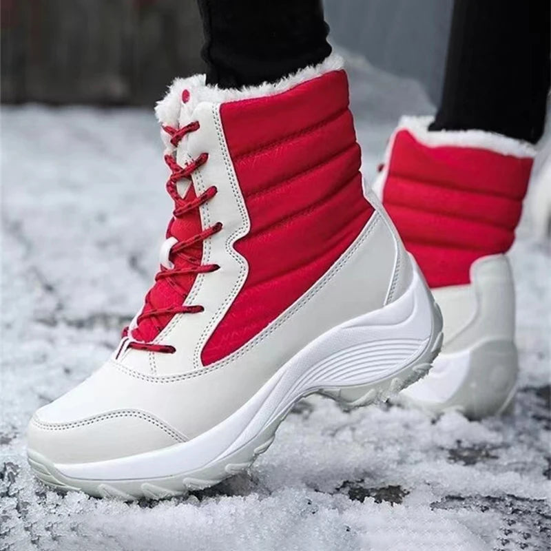 Women Boots Waterproof Heels Boots For Winter 2023 Tren Platform Ankle Boots Keep Warm Snow Shoes Plush Outdoor Short Boots