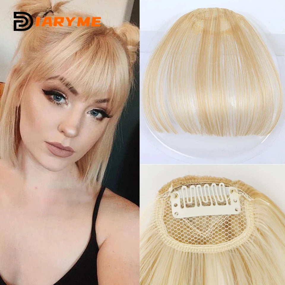 Straight Clip In Fringe bangs Synthetic Fiber Light Brown Black Air bangs Hair Extension Natural Hair Bangs For Women False Bang