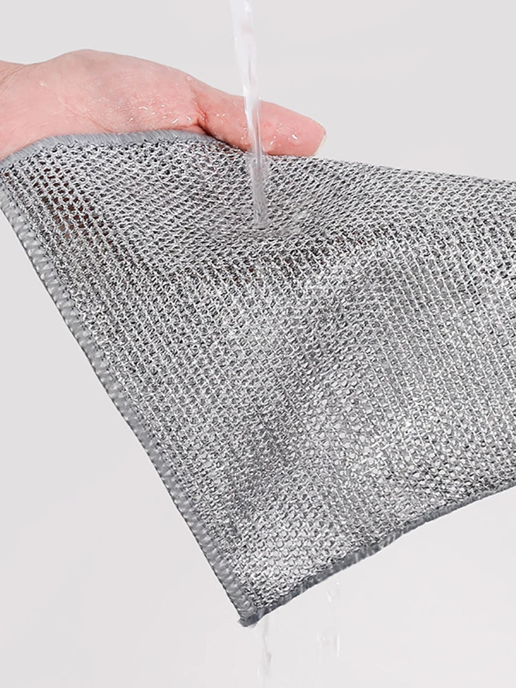 Kitchen Stove Silver Wire Rag Steel Wire Dishwashing Cloth Non-Stick Oil Oil Removal Dirt Metal Silver Wire Cleaning Rag