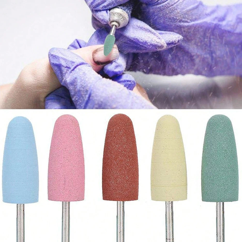 5pcs Rubber Nail Drill Bit Manicure Drills Electric Rotary Milling Cutter Polishing Tools Cuticle Clean File For Salon Manicure