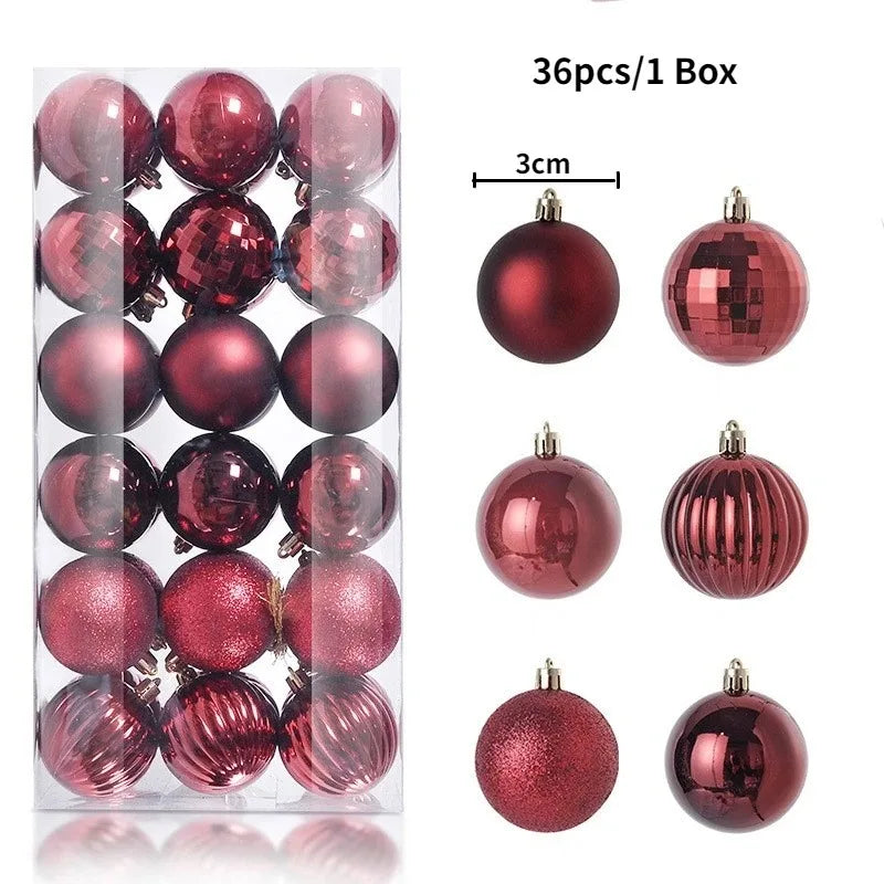 24/36Pcs Christmas Ball Christmas Tree Decoration Ornaments for Home Room Decor New Year Navidad Pendant Ball DIY Accessories