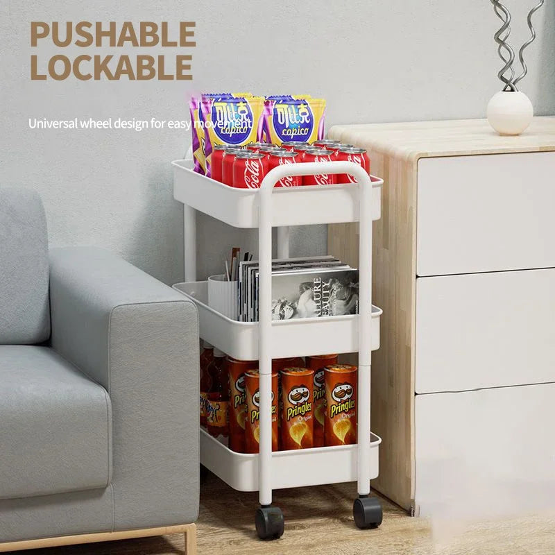 3/4 Tier Rolling Cart Storage Shelf Large Capacity Movable Gap Storage Rack Kitchen Bathroom Organizer Snack Cosmetic Holder