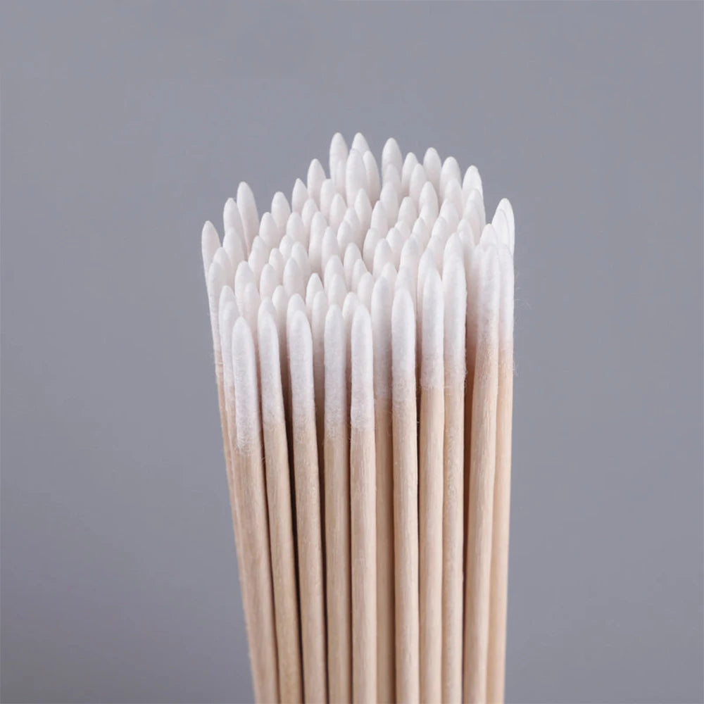 100/300/500Pcs Nails Wood Swab Cleaning Sticks Bud Tip Wooden Cotton Head Manicure Detail Corrector Nail Polish Remover 10cm