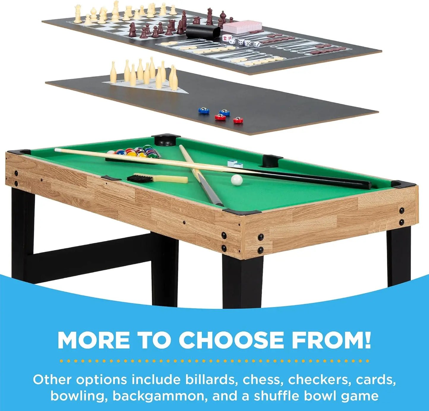 Best Choice Products 2x4ft 10-in-1 Combo Game Table Set for Home, Game Room, Friends & Family w/Hockey, Foosball, Pool, Shuffleb