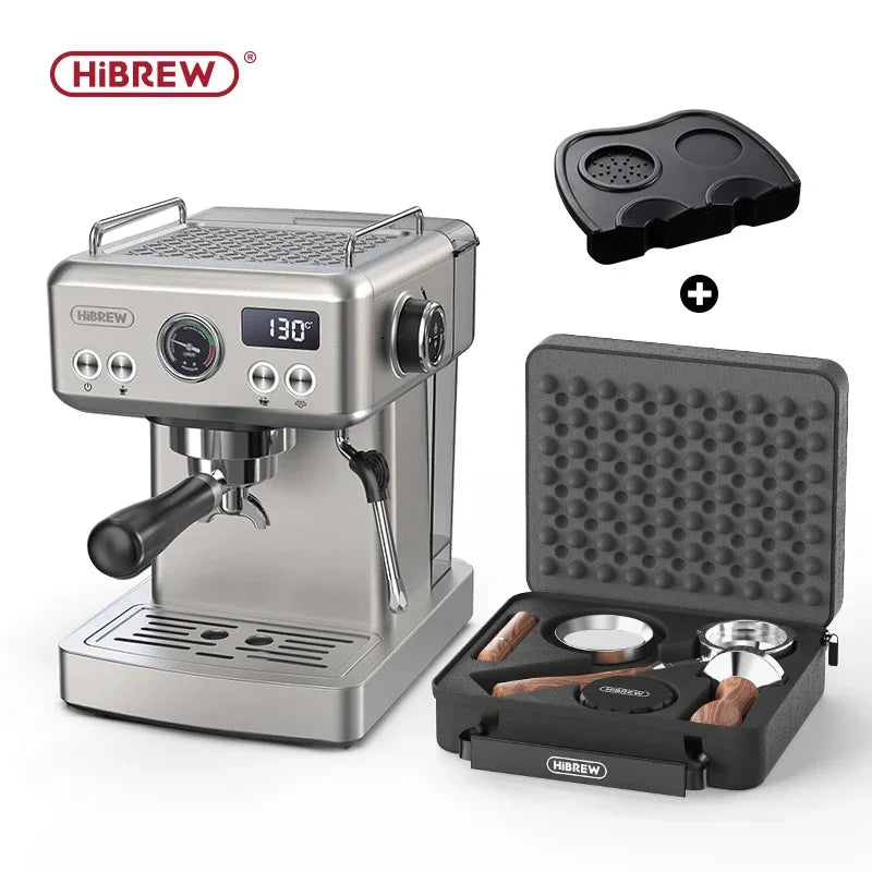 HiBREW 20Bar Semi Automatic Espresso Coffee Machine Temperature Adjustable 58mm Portafilter Cold/Hot Coffee Maker Metal CaseH10A