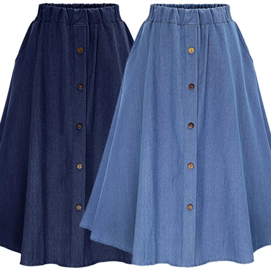 Women's Casual Skirt Autumn Sweet All-Match High Waist Mid-Length Light Blue Knee-Length Skirt Casual Party Shopping Clothes