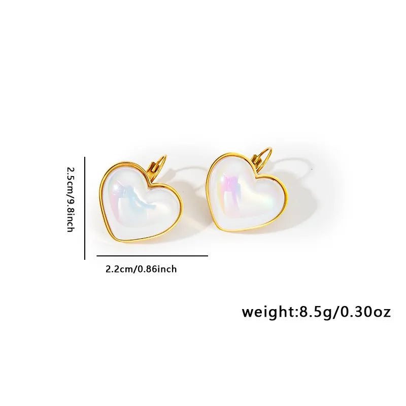 ANENJERY 316L Stainless Steel Geometric Hollow Zircon Simulated-pearl Bow Heart Butterfly Cat Earrings Women's Versatile Jewelry