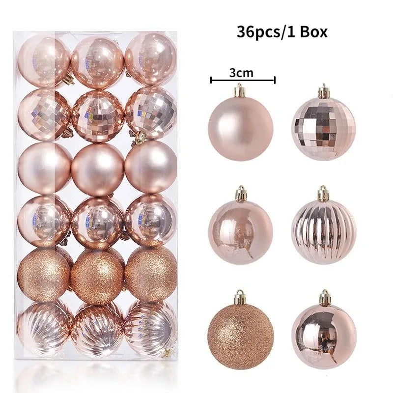 24/36Pcs Christmas Ball Christmas Tree Decoration Ornaments for Home Room Decor New Year Navidad Pendant Ball DIY Accessories