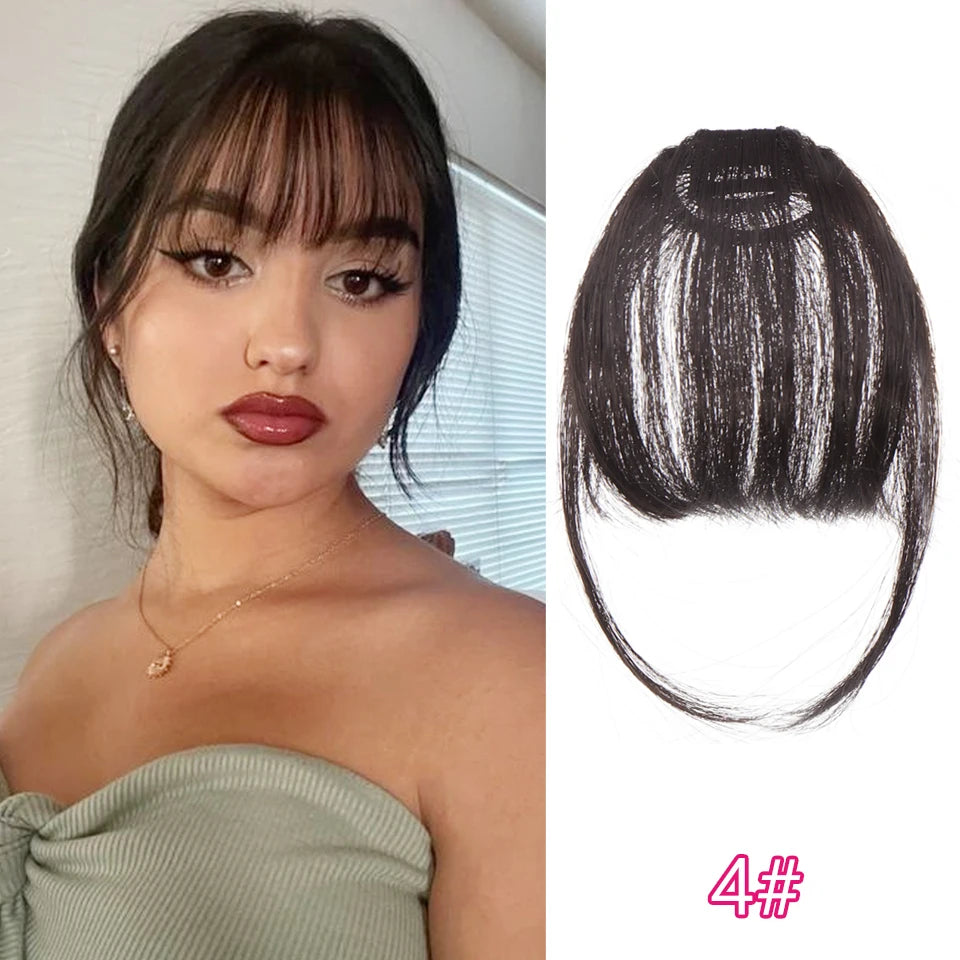 Straight Clip In Fringe bangs Synthetic Fiber Light Brown Black Air bangs Hair Extension Natural Hair Bangs For Women False Bang