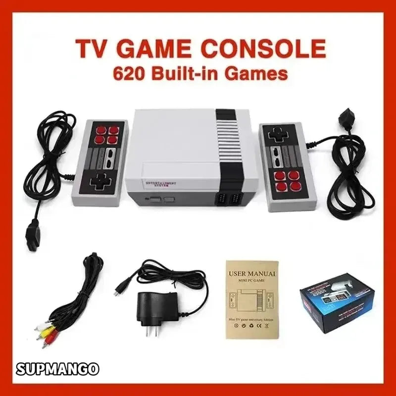 Mini TV Handheld Family Recreation Video Game Console AV Output Retro Built-in 620 Classic Games Dual Gamepad Gaming Player