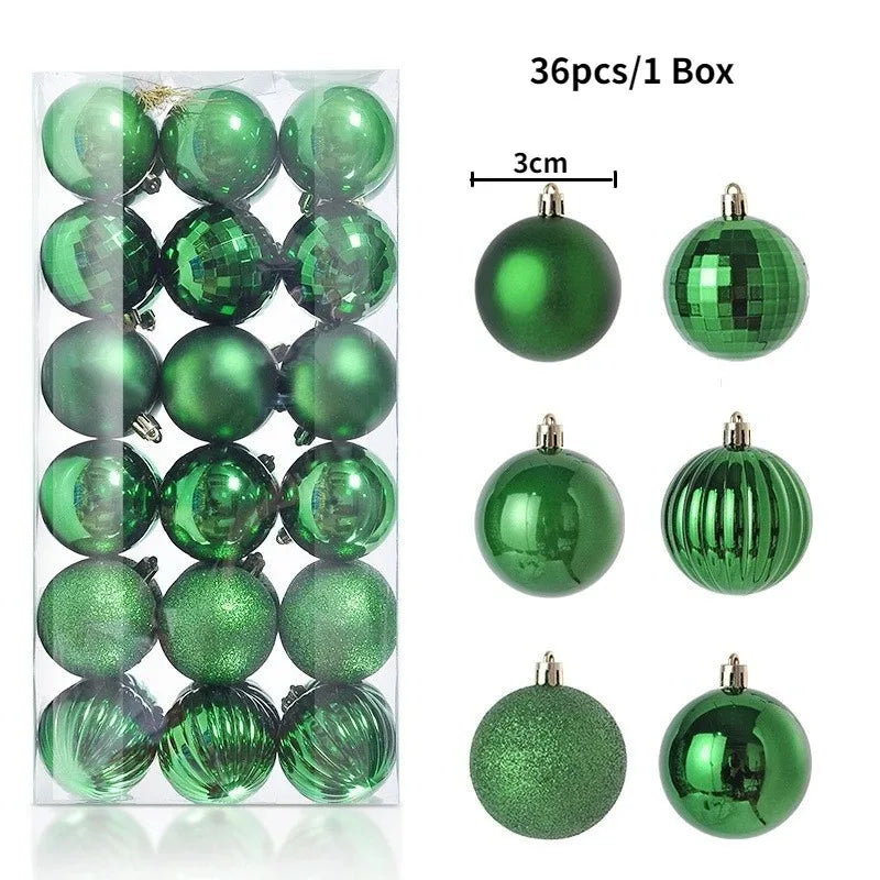 24/36Pcs Christmas Ball Christmas Tree Decoration Ornaments for Home Room Decor New Year Navidad Pendant Ball DIY Accessories