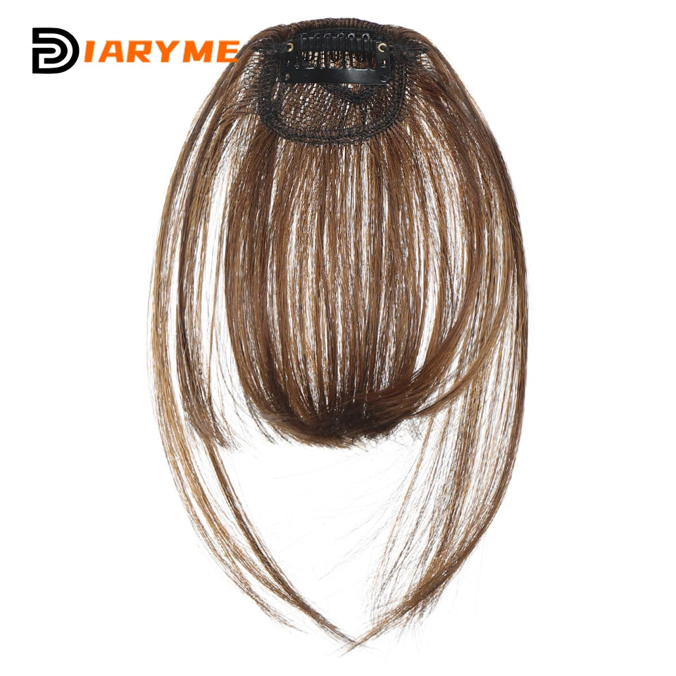 Straight Clip In Fringe bangs Synthetic Fiber Light Brown Black Air bangs Hair Extension Natural Hair Bangs For Women False Bang