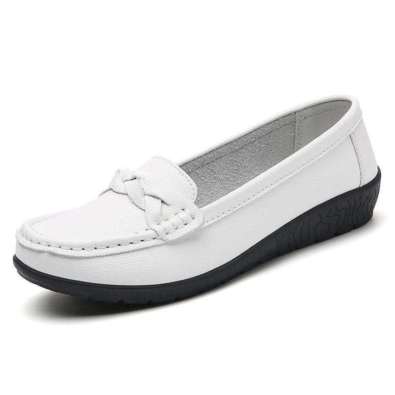 Shoes Women 2025 New Loafers Slip On Flats Leather Shoes Woman Comfortable Flat Shoes Women White Zapatos Mujer Women's Footwear