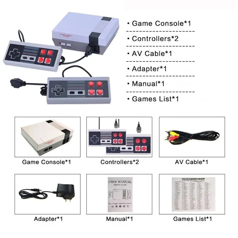 Mini TV Handheld Family Recreation Video Game Console AV Output Retro Built-in 620 Classic Games Dual Gamepad Gaming Player