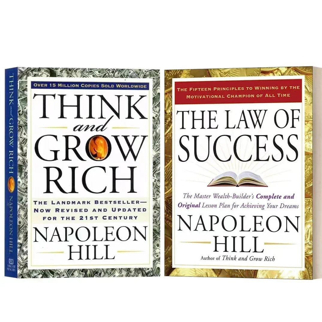 2 Books Set By Napoleon Hill Think And Grow Rich And The Law of Success Reading Books for Adult Libros