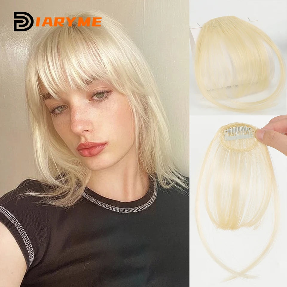 Straight Clip In Fringe bangs Synthetic Fiber Light Brown Black Air bangs Hair Extension Natural Hair Bangs For Women False Bang