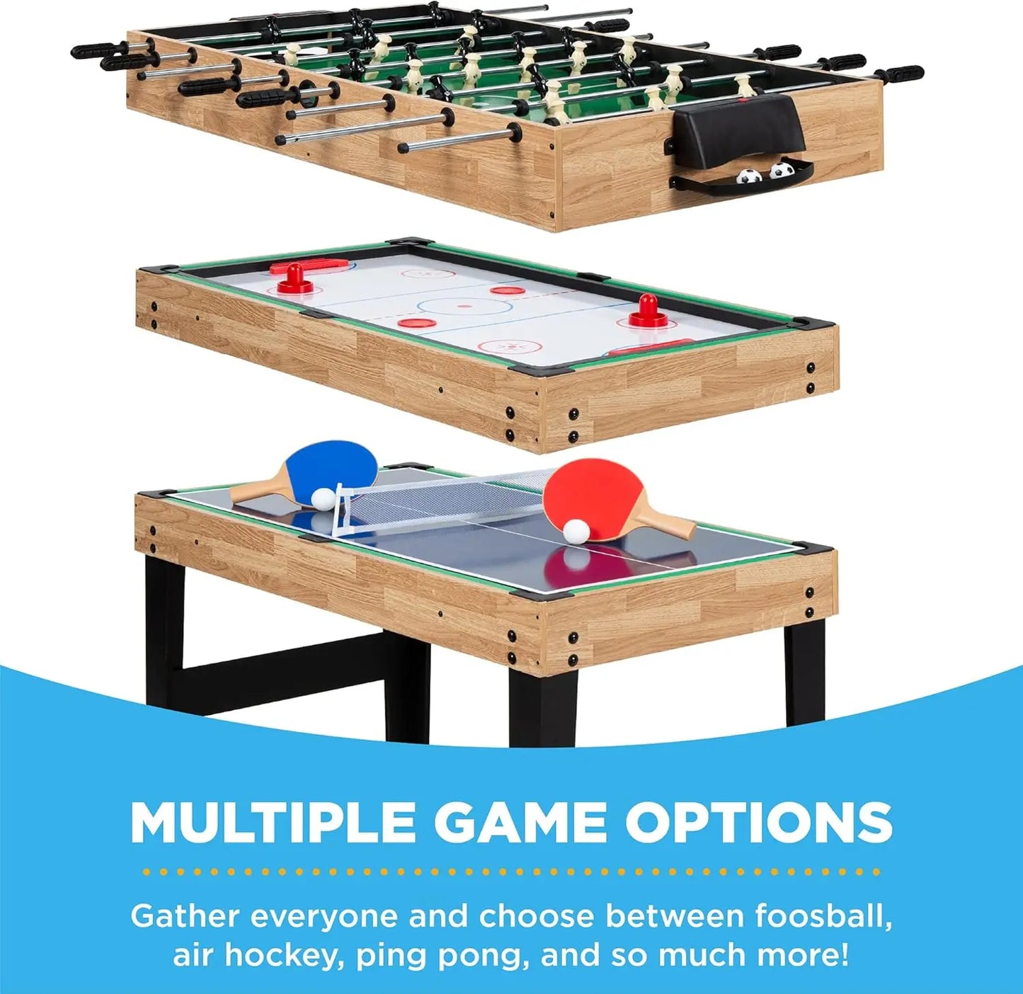 Best Choice Products 2x4ft 10-in-1 Combo Game Table Set for Home, Game Room, Friends & Family w/Hockey, Foosball, Pool, Shuffleb