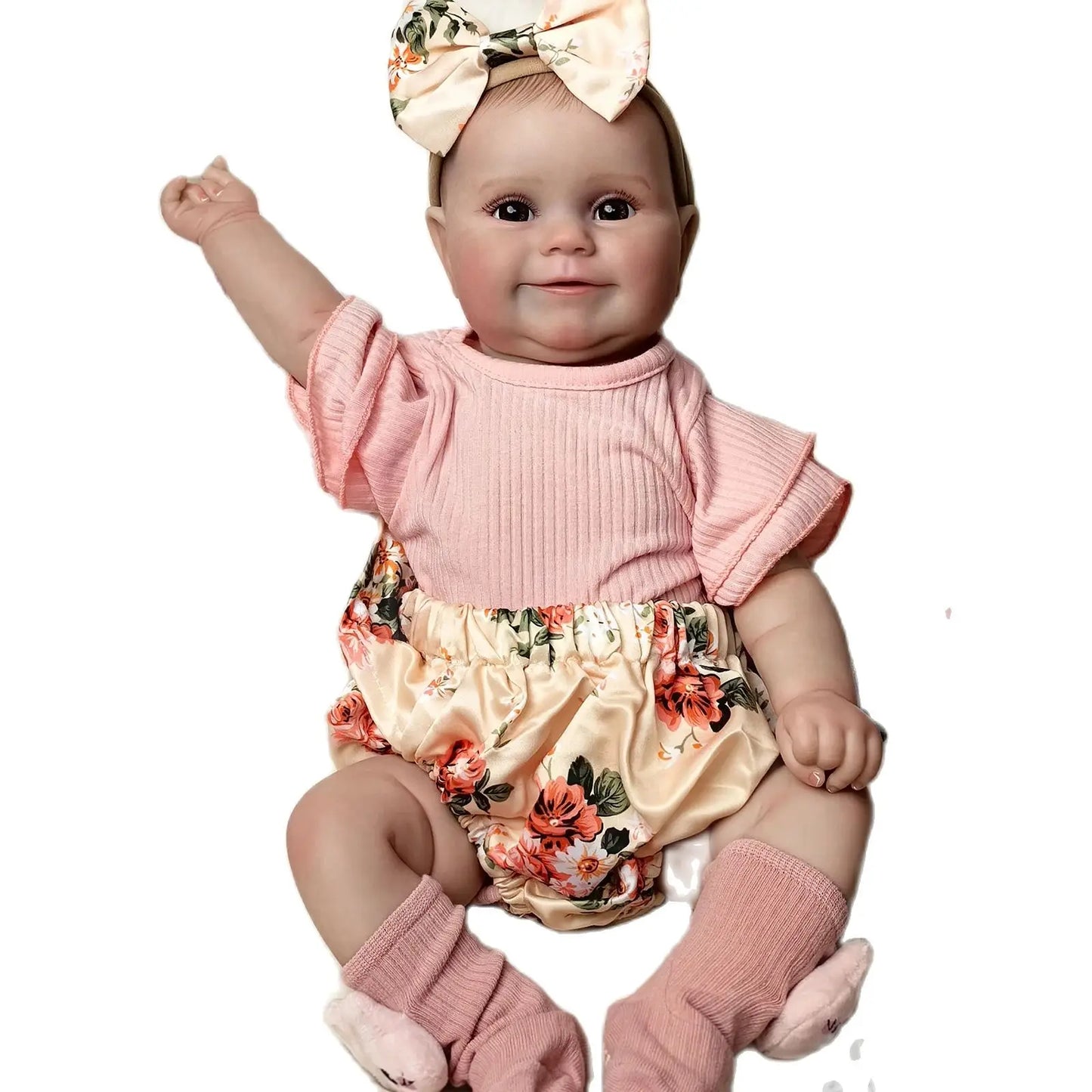 18 inch/48 cm Smiling Reborn Baby Dolls Full Body Silicone Vinyl Girls Newborn Doll Cute Toddler DIY Toy Birthday XMAS Gift