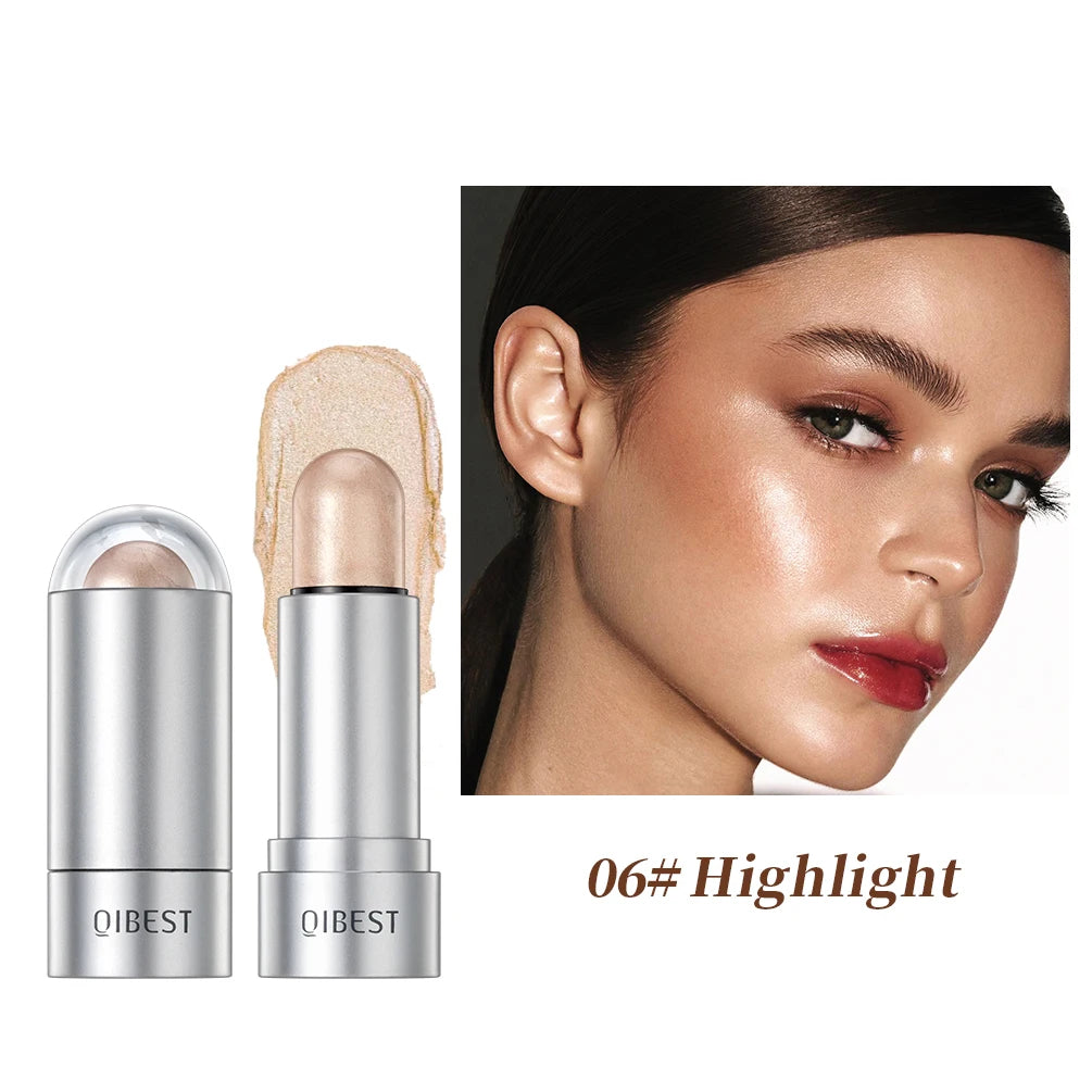 QIBEST Highlighting&Bronzer Stick Face Brightening Blusher Rouge Concealer Pen Long Lasting Highlight Contouring Blush Makeup