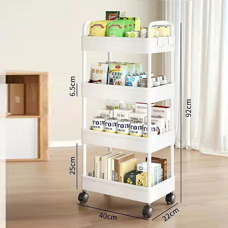 3/4 Tier Rolling Cart Storage Shelf Large Capacity Movable Gap Storage Rack Kitchen Bathroom Organizer Snack Cosmetic Holder