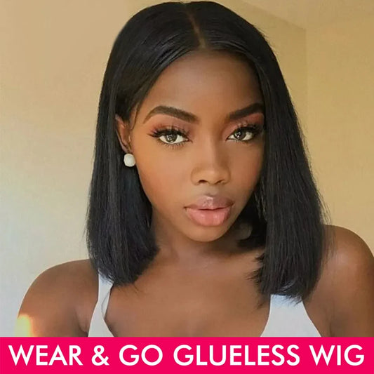 Wear And Go Bob Wigs For Women 100% Remy Human Hair Straight Glueless Wig Ready To Go Human Hair Wigs Pre Cut Lace Air Wig Sale