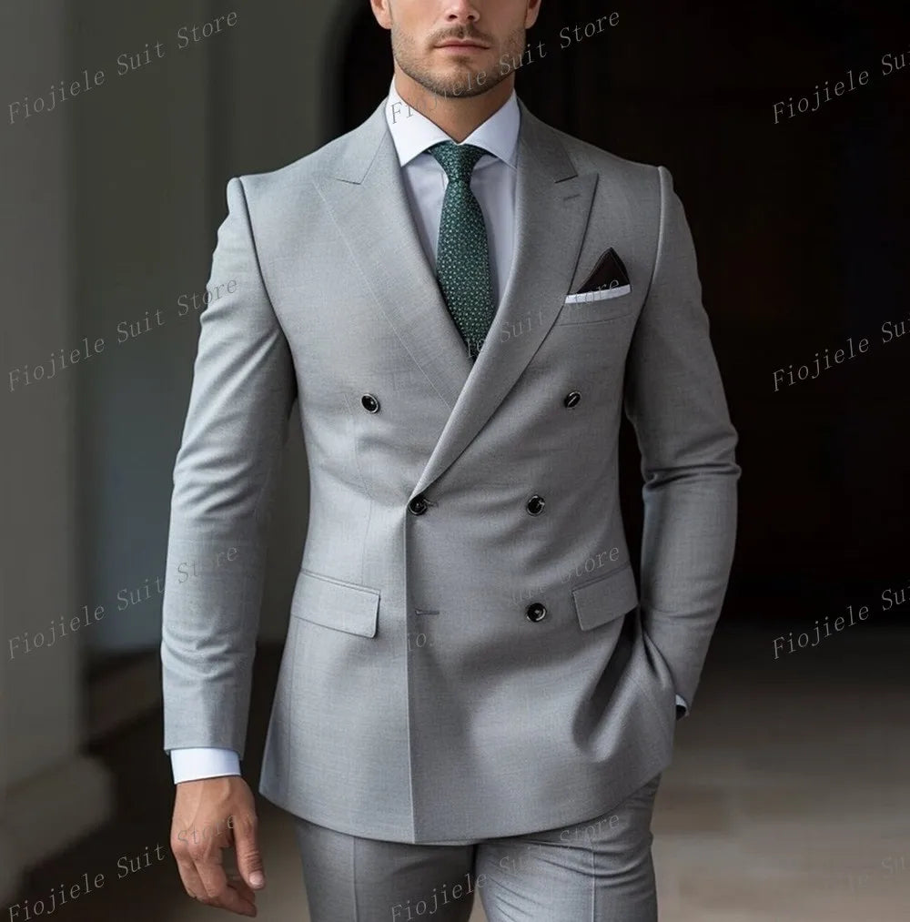 Army Green Men Business Formal Occasion Tuxedos Groom Groomsman Wedding Party Prom Male Suit  2 Piece Set Blazer Pants