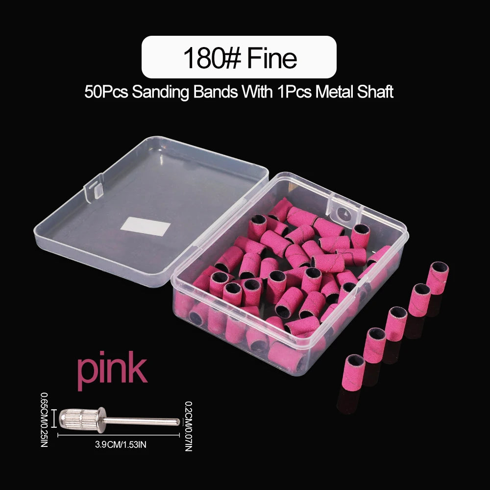 50pcs 3.1/6.5mm Mini Sanding Bands Kit with Nail Drill Bit Mandrel Set for Nails Electric Drill Manicure Polishing Remover Tools