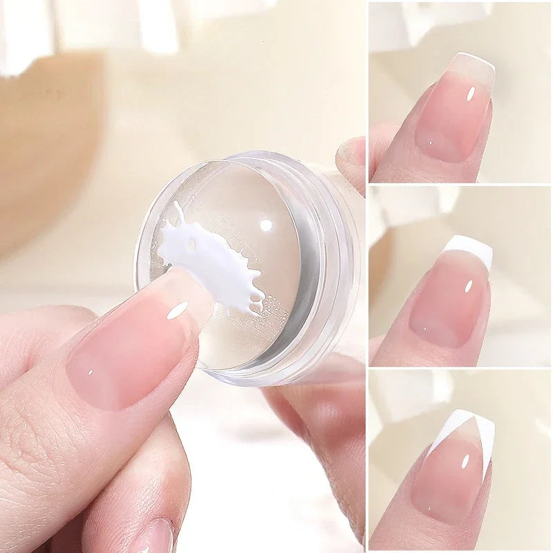 Transparent Nail Stamper With Scraper 2pcs Jelly Silicone Stamp For French Nails Manicuring Kits Nail Art Stamping Tool Set