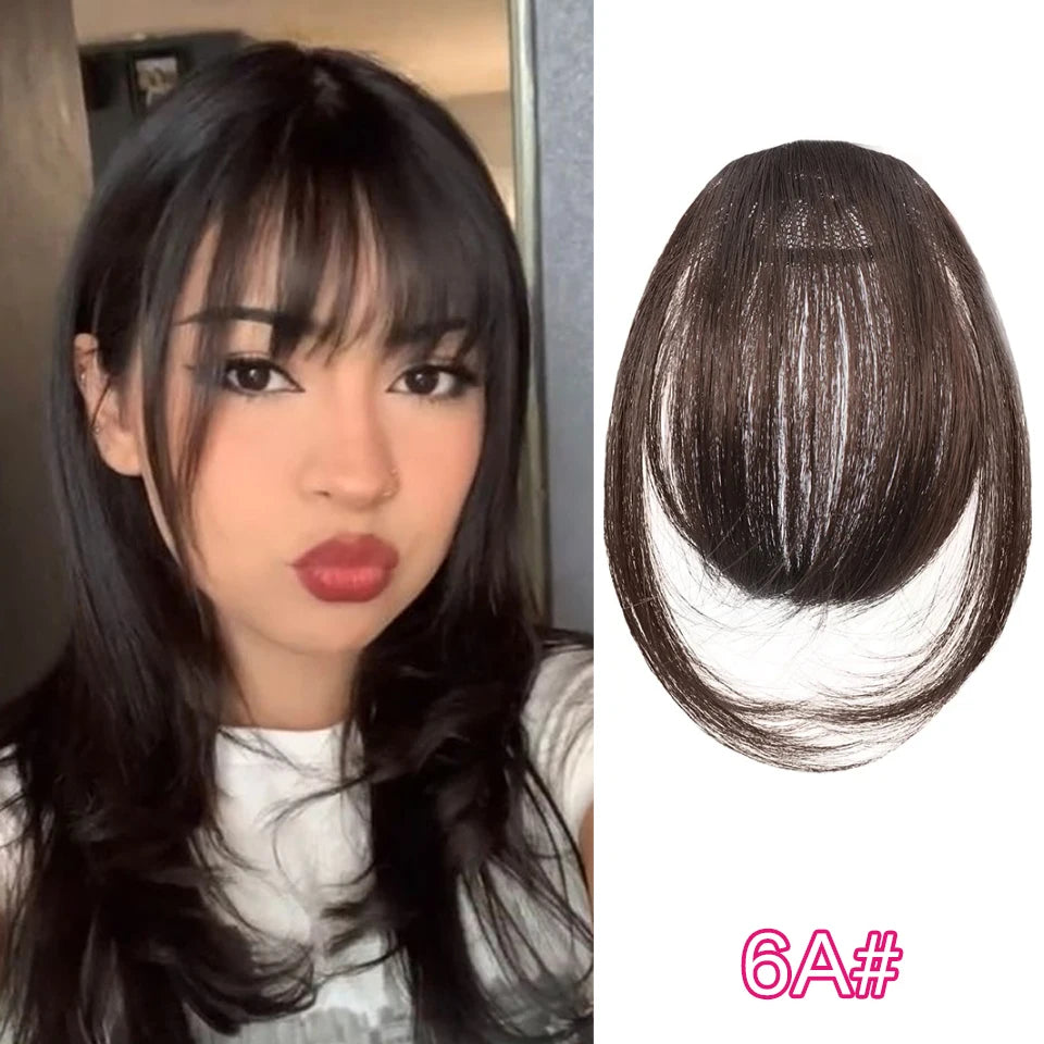 Straight Clip In Fringe bangs Synthetic Fiber Light Brown Black Air bangs Hair Extension Natural Hair Bangs For Women False Bang