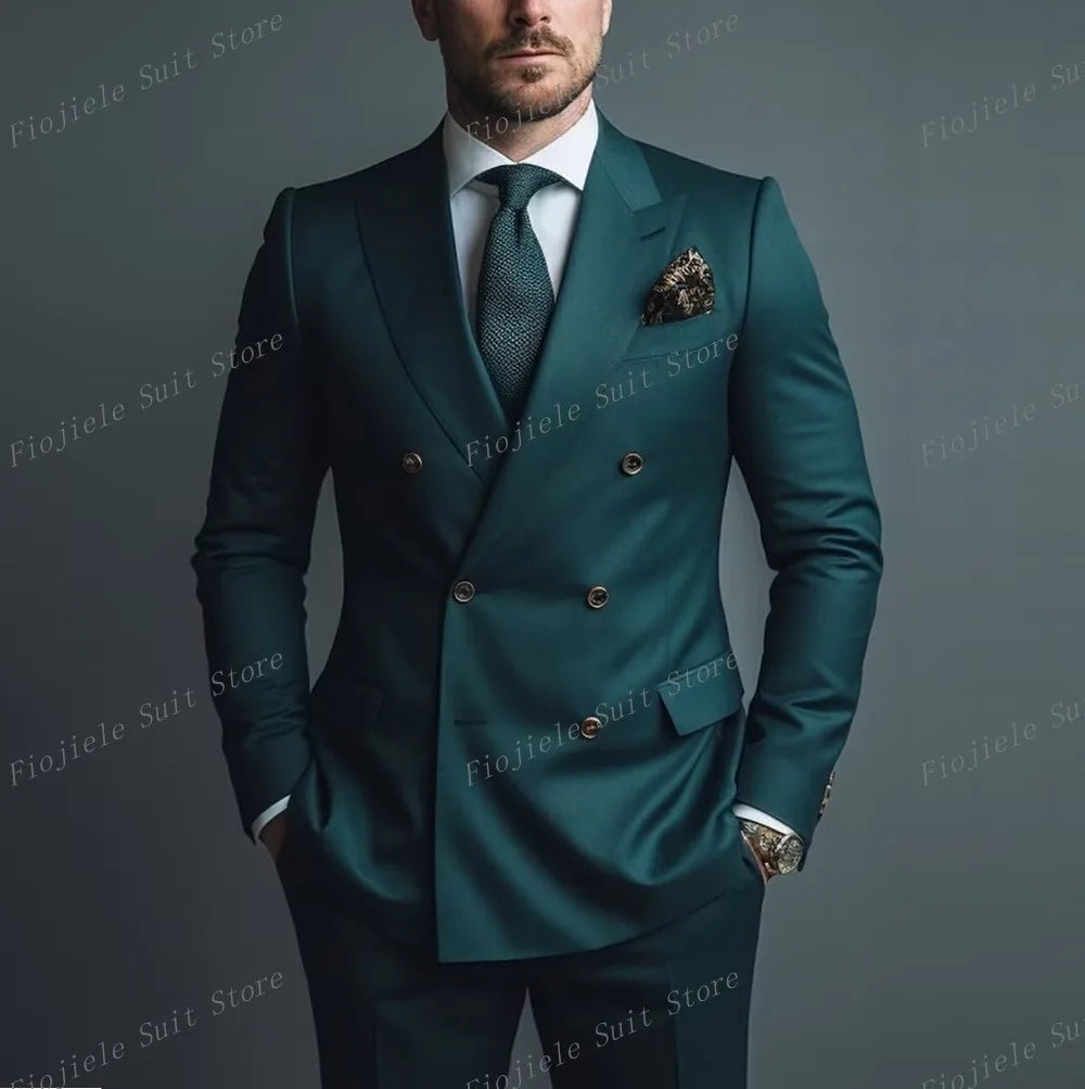 Army Green Men Business Formal Occasion Tuxedos Groom Groomsman Wedding Party Prom Male Suit  2 Piece Set Blazer Pants