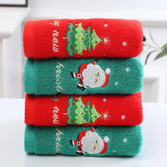 New Xmas Face Towel Christmas Decor Red Santa Claus New Year Gift Home Bathroom Washing Hand Face Towel Cloth Man Woman