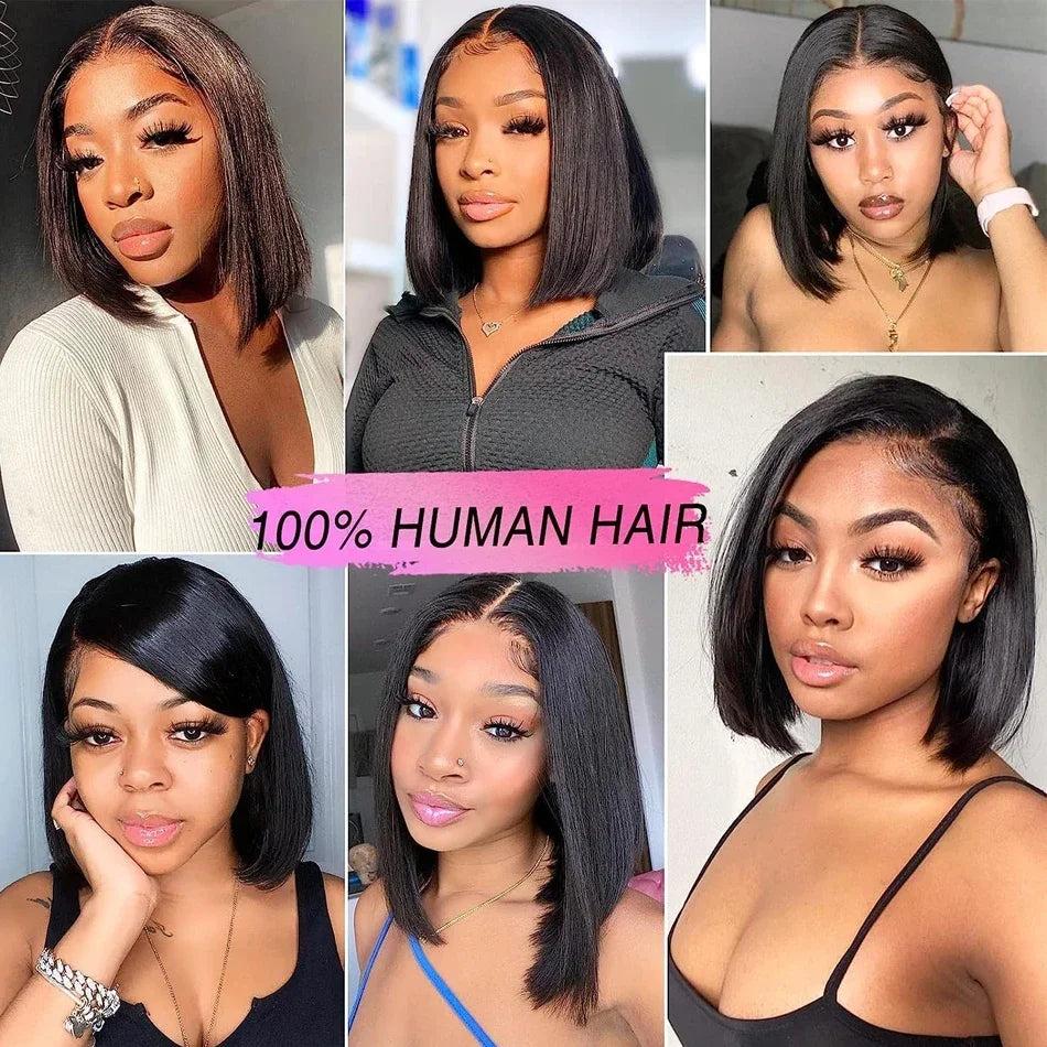 Wear And Go Bob Wigs For Women 100% Remy Human Hair Straight Glueless Wig Ready To Go Human Hair Wigs Pre Cut Lace Air Wig Sale