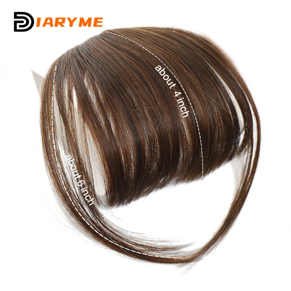 Straight Clip In Fringe bangs Synthetic Fiber Light Brown Black Air bangs Hair Extension Natural Hair Bangs For Women False Bang