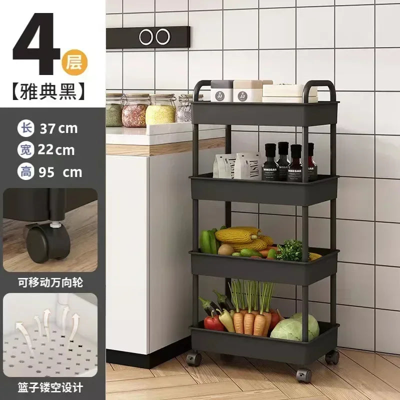 Multi-functional storage shelf, kitchen, floor, bedroom, baby snack shelf, mobile bathroom shelf, bathroom storage shelf, office